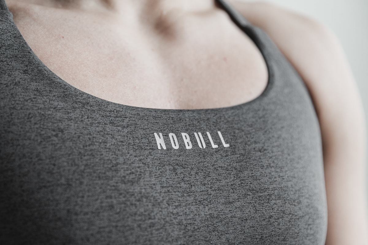 Nobull Plush Heather Women's Sports Bras Grey | Australia (NL0732)